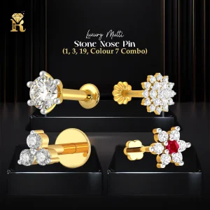 Luxury Multi-Stone Nose Pin (1,3,19,Colour 7 Combo)
