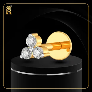 3 Stone Diamond Cut Nose Pin